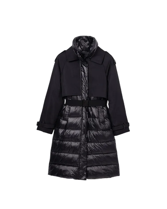 winter coatDesigual  Women's Black Puffer Jacket with Belt