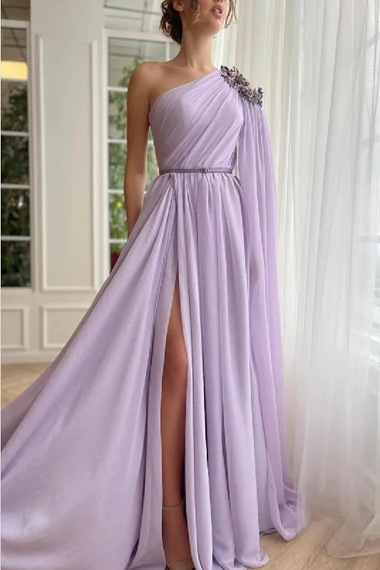 high-waisted dressChic One Shoulder Beads Boho Long Prom Formal Dress QP0921