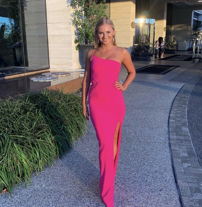 classic fit-and-flare dressElegant Hot Pink Bridesmaid Dress,Long Prom Dress Y3011