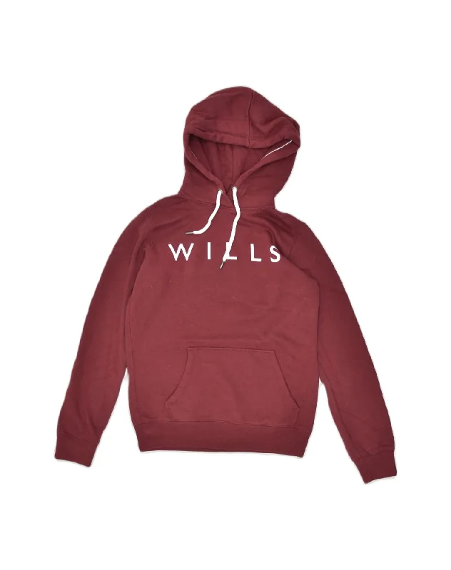 casual hoodie for fallJACK WILLS Womens Graphic Hoodie Jumper UK 8 Small Red Cotton