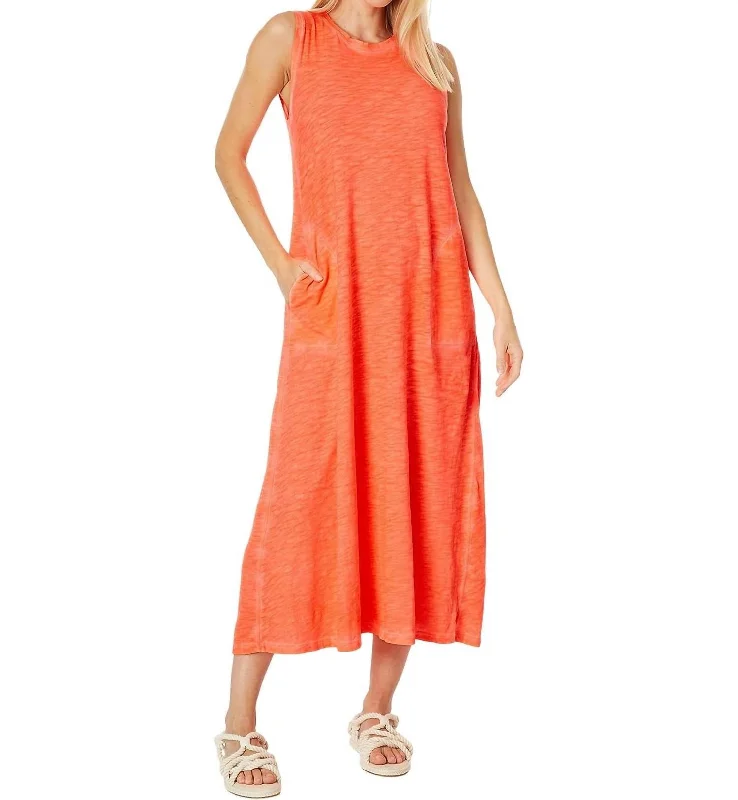 satin midi dressSleeveless Maxi Dress In Coral