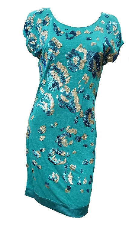 long sleeve dressShort Sleeve Dress With Sequins In Teal