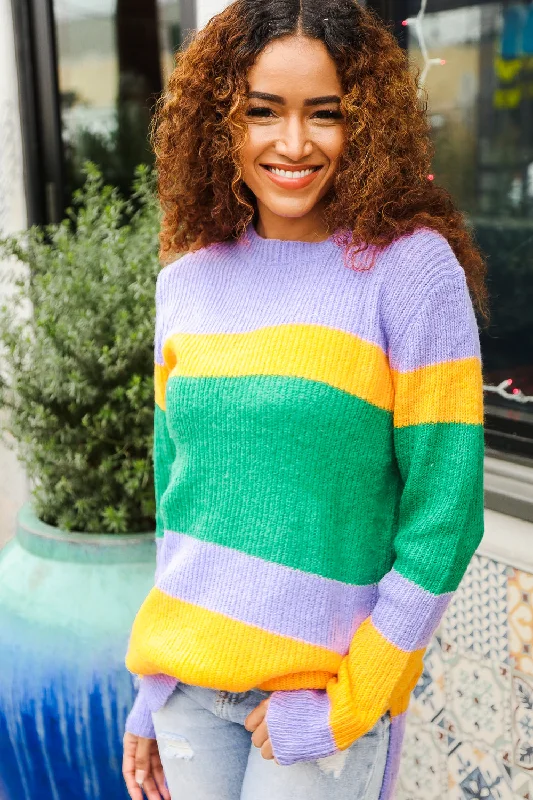 cozy winter coatPlus Mardi Gras Multi Stripe Sweater