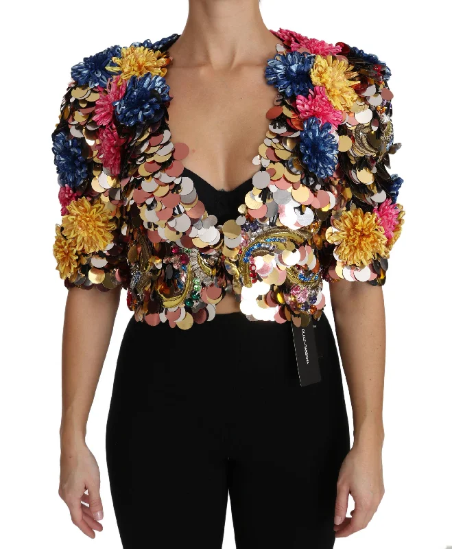 cozy winter coatDolce & Gabbana  Multicolor Sequined Embellished Jacket