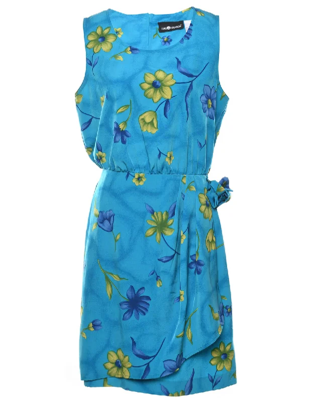 cozy wool-blend coatAqua Blue Floral Print Wrap Dress - M