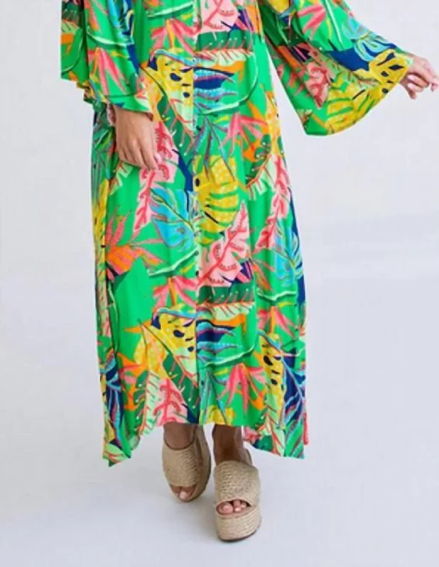 backless dressTropical Dolman Sleeve Kaftan Maxi in Green