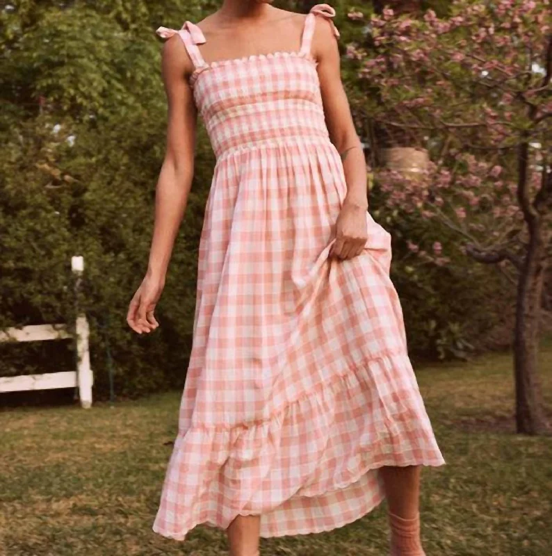 cocktail party dressThe Lagoon Dress in Pink/Cream Gingham