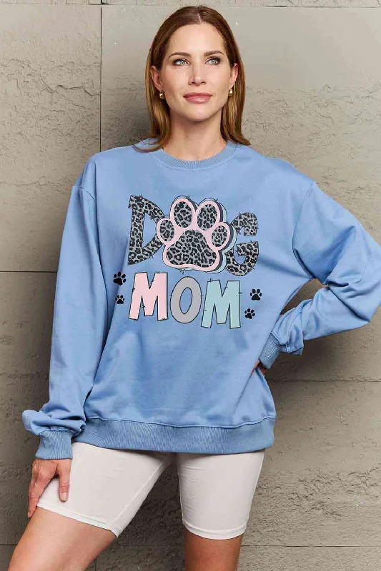 athletic streetwear sweatshirtPink & Blue DOG MOM Graphic Sweatshirt