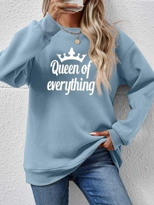 retro sports hoodieQUEEN OF EVERYTHING Round Neck Sweatshirt