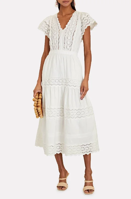 party dressGeorgina Eyelet Flutter Dress in White