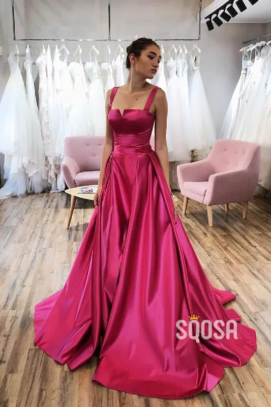 wrap dressA-Line Double Straps Split Long Prom Dress with Pockets QP1073