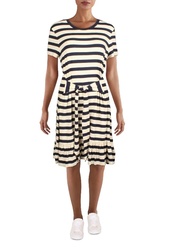 elegant shift dressWomens Striped Mini T-Shirt Dress