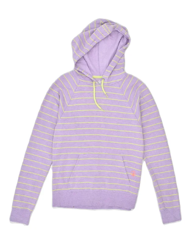 zip-up hoodie for gymVOLCOM Womens Hoodie Jumper UK 12 Medium Purple Striped Cotton