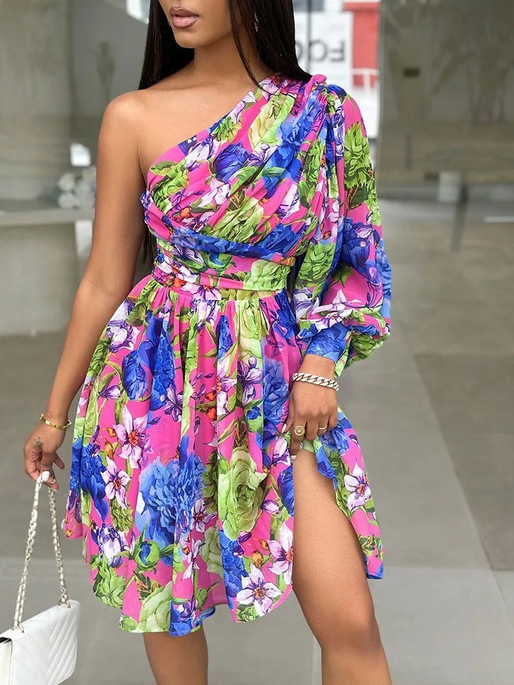 stylish peacoatNew Boho Print Women Dress Spring Fashion Sexy Off Shoulder Office Elegnat Casual Dresses Female Sweet Party Dress Robe Femme