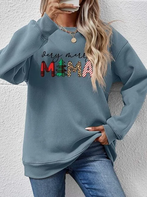 fitness lifestyle hoodieVery Merry Mama Long Sleeve Graphic Sweatshirt