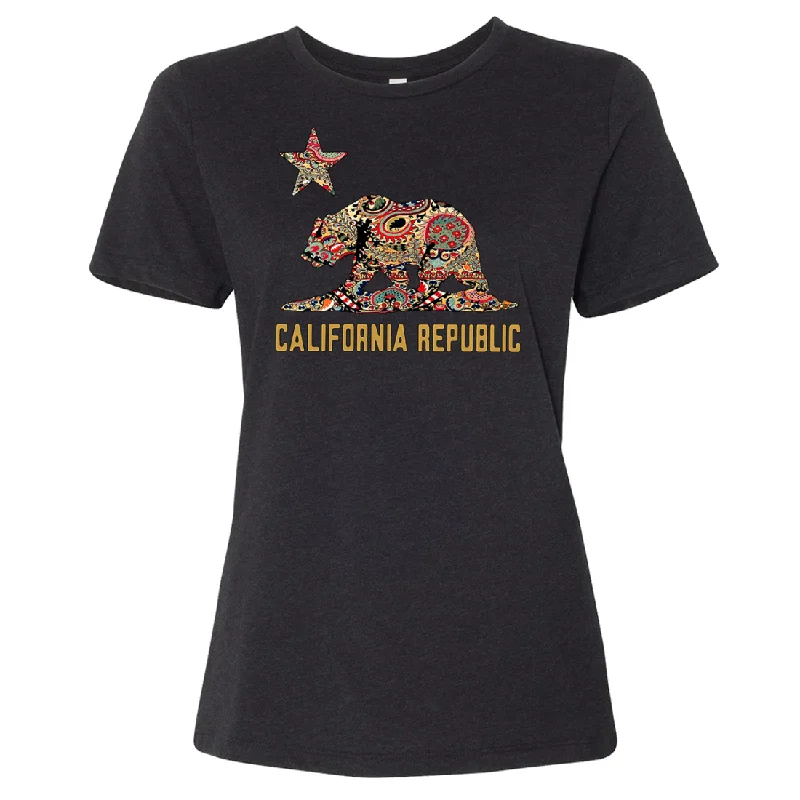 lightweight fitness hoodieCalifornia Republic Paisley Bear Women's Relaxed Jersey Tee