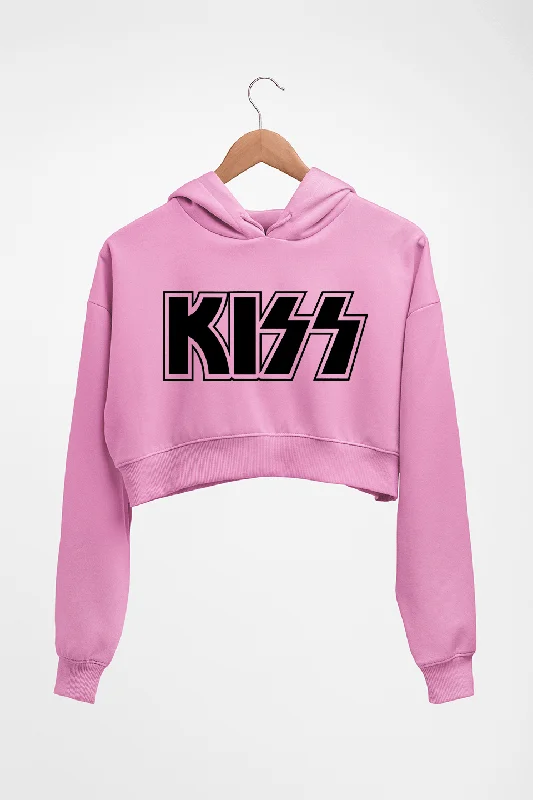 warm hooded sweatshirtKiss Rock Band Crop HOODIE FOR WOMEN