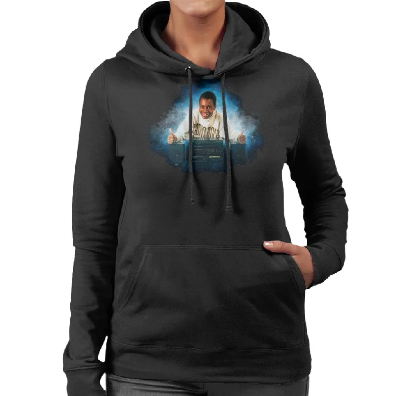 cozy pullover hoodieTV Times Andi Peters With A HiFi Thumbs Up Women's Hooded Sweatshirt