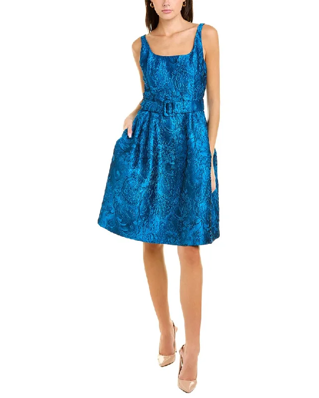 tiered dressOscar de la Renta Jacquard Silk-Blend A-Line Dress