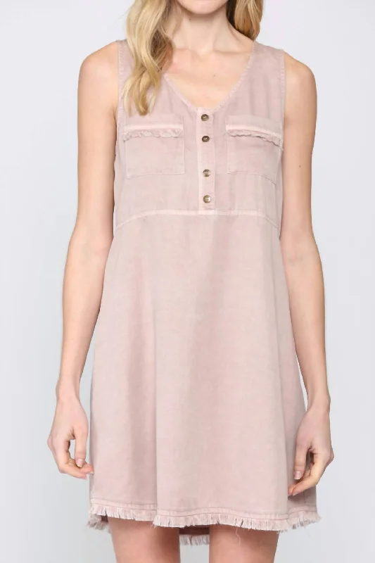 denim dressWashed Sleeveless Tencel Dress In Washed Rose