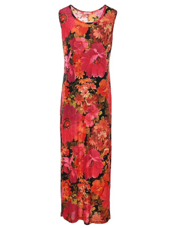 soft coatFloral Print Maxi Dress - M