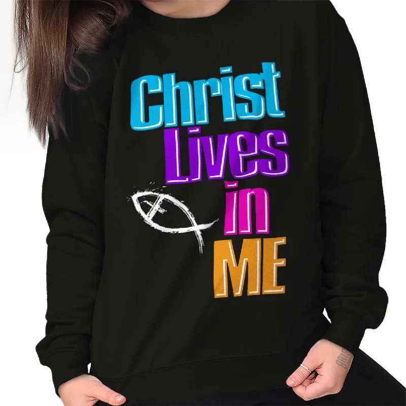 high-performance athletic hoodieChrist Lives in Me Crewneck Sweatshirt