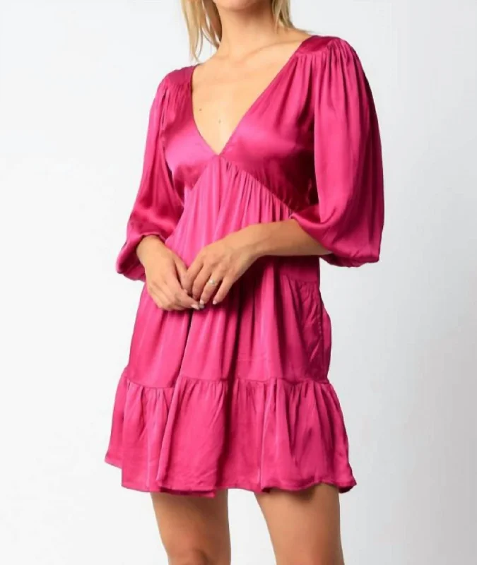 off-shoulder dressThe Cindy Dress In Fuchsia