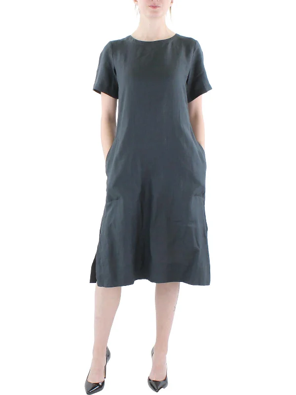 wrap dressWomens Linen Calf Midi Dress