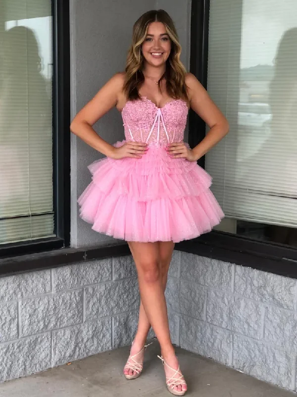 stylish dressA Line Sweetheart Homecoming Dress with Ruffles Y2828