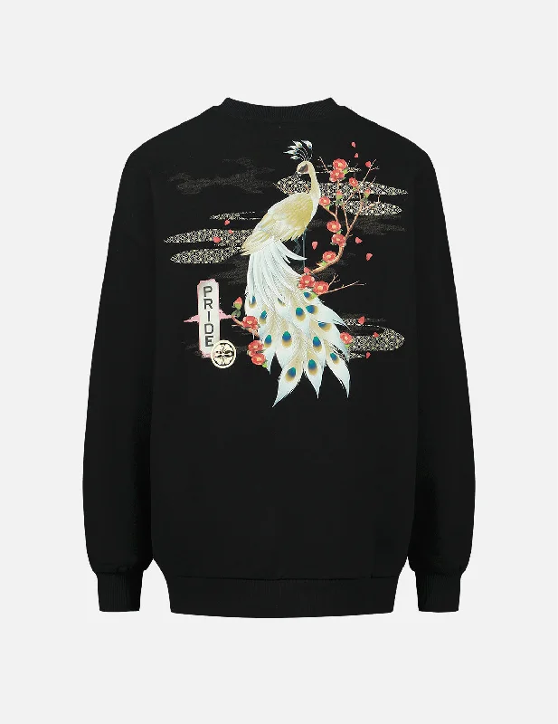 relaxed fit sports hoodiePeacock and Tsubaki Print Sweatshirt