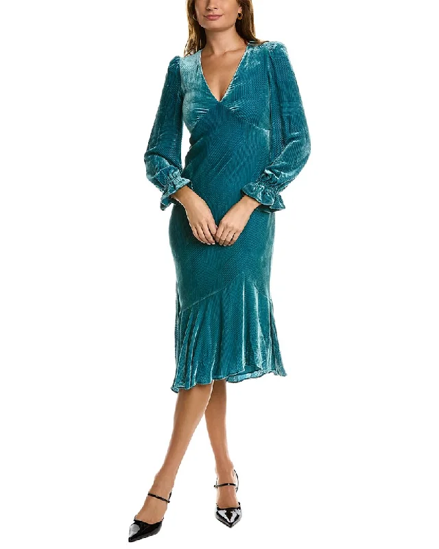 long sleeve dressDiane von Furstenberg Manal Two Silk-Blend Midi Dress