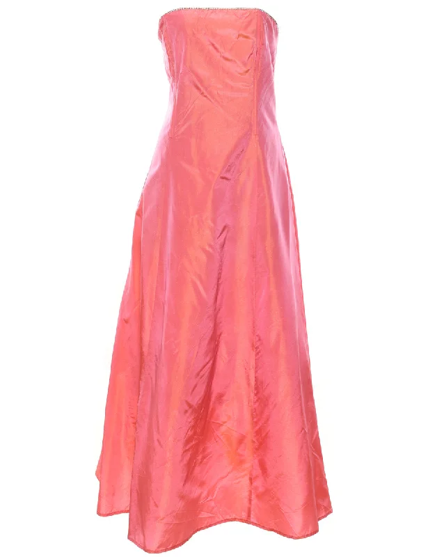 insulated trench coatStrapless 1980s Coral & Pink Maxi Dress - M