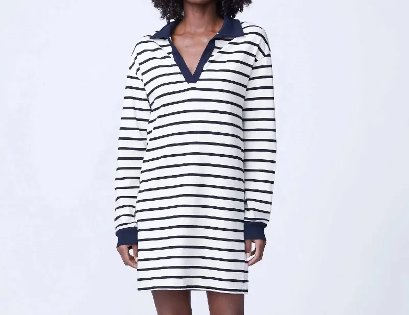 long sleeve dressStripe Relaxed Polo Dress in Natural/Black