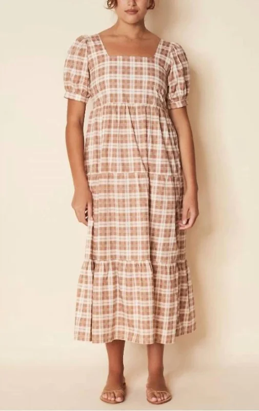 elegant maxi dressAylah Midi Dress in Lori Check Print