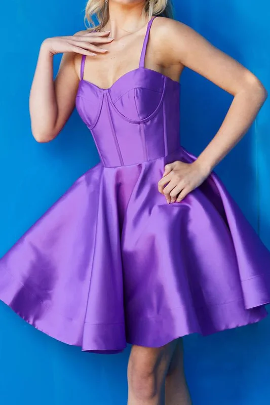 wrap dressA Line Sweetheart Satin Short Homcoming Graduation Dress QH2345