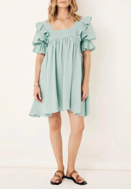 cocktail party dressMae Linen Mini Dress in Seafoam