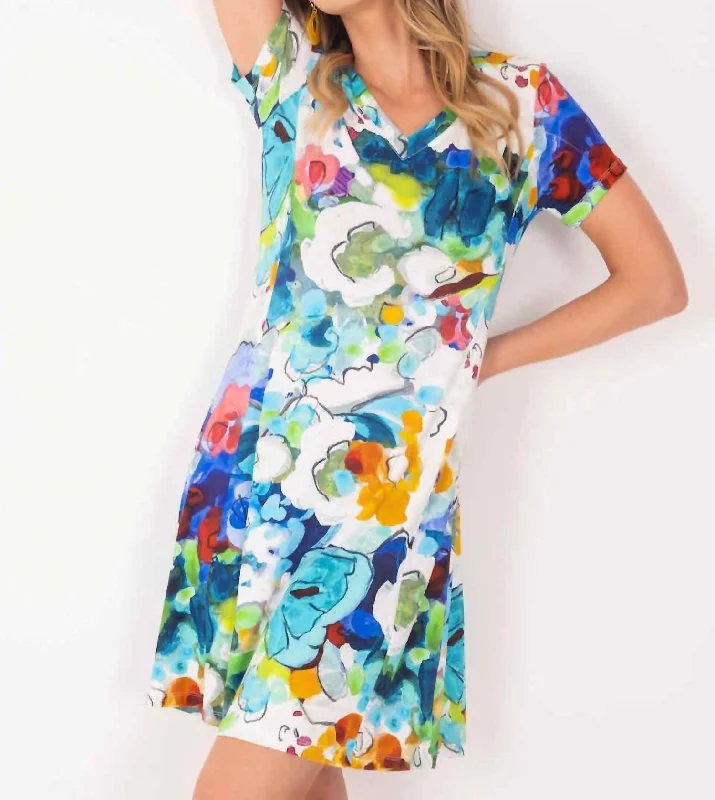 form-fitting dressWild Virginia Floral V- Neck Dress in Multi