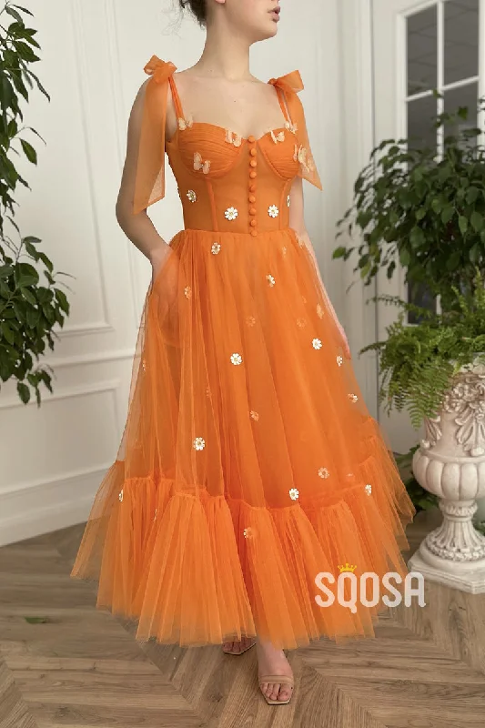 office dressSpaghetti Straps Sweetheart Appliques A-line Long Prom Dress with Pockets QP0848